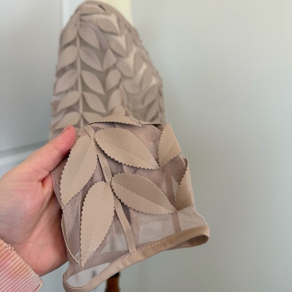 Bagatelle Women's Faux Leather Leaf Mesh Zip-Up Jacket Size X-large Beige‎ Taupe - Picture 6 of 13